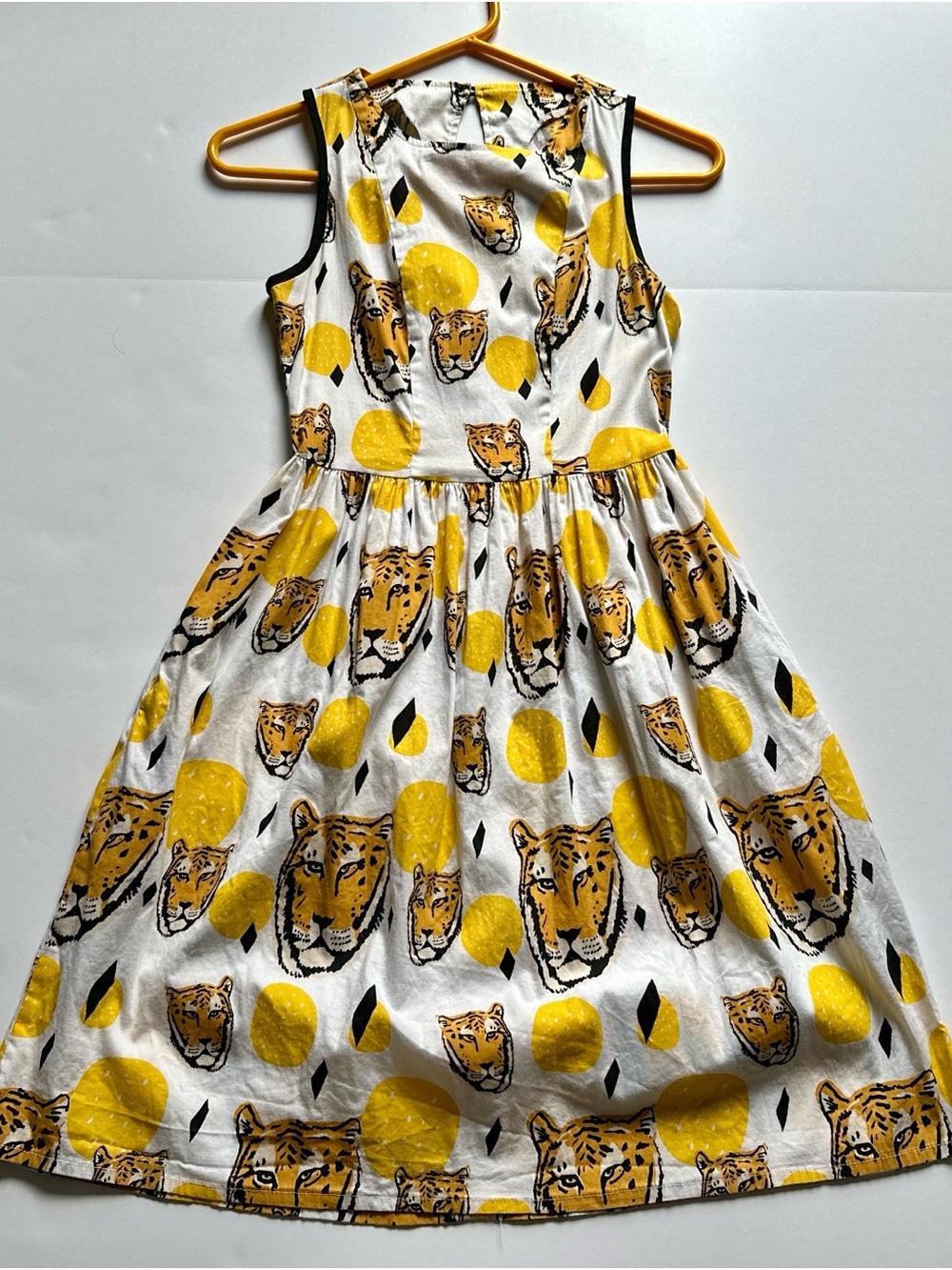 Nooworks x Robin Eisenberg White & Yellow Tiger Print Midi Dress